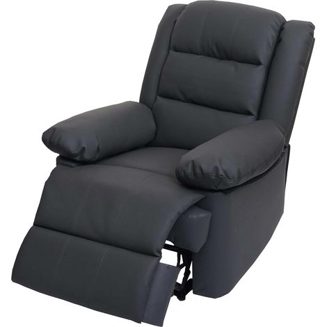 Fernsehsessel HHG-841, Relaxsessel Liege Sessel, Leder + Kunstleder 101x87x100cm grau
