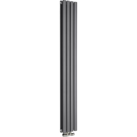 Hudson Reed Vitality Caldae – Radiateur Design Vertical – Raccordement Central – Anthracite – 160 x 23.6cm Double Rang