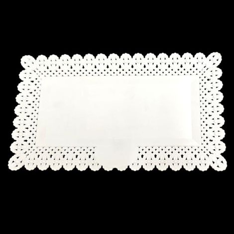 TrAdE Shop Traesio - Set 2pz Vassoio Trama Trinato Bianco 37x22cm Rettangolare Piatto Sotto Dolci Trasporto - (1/3)
