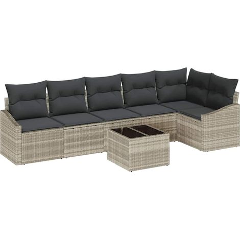 Maison Exclusive - Set di divani con cuscino 7 pcs Grigio chiaro polyrattan (1/5)