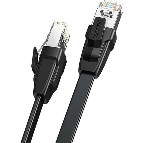 Ugreen 1m LAN Ethernet Cat.8 U / FTP Kabel flach Netzwerkkabel LAN Kabel Schwarz (NW134) (1/5)