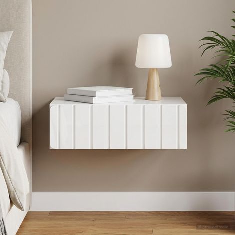 vidaXL Table d'appoint murale Blanc brillant 59 x 34,5 x 17 cm