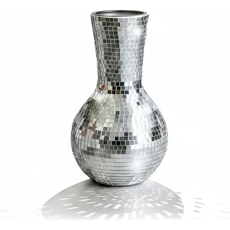 Vase décoratif glamour style contemporain 28 x 14 cm ambiance cosy en verre argent (1/3)