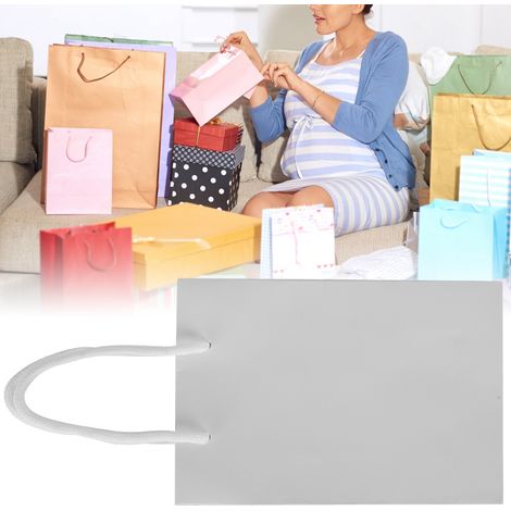 10 Sacs en Papier Cadeau avec Poignées, Emballage Écoresponsable pour Prêt-à-Porter, Sachet Fête DIY - Blanc (1/5)