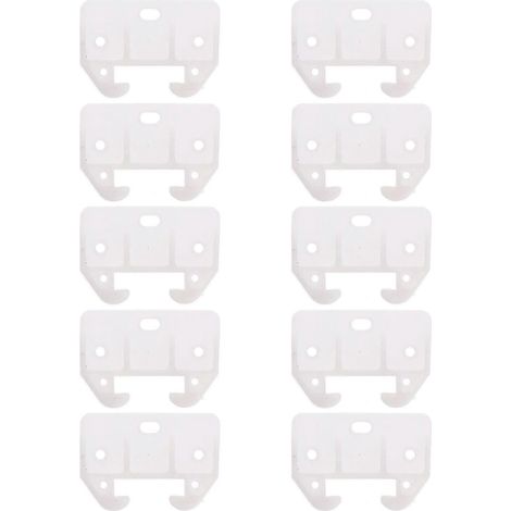 Lot de 10 glissières de tiroir en plastique, pièces de rechange pour meubles (blanches) (1/2)