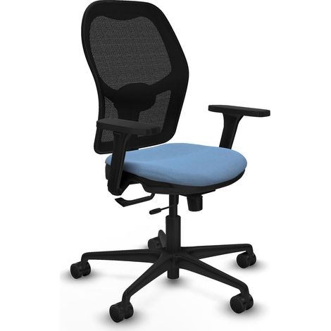 Bürostuhl piqueras y crespo Jorquera schwarzes Netz hellblaue Akzente (1/2)
