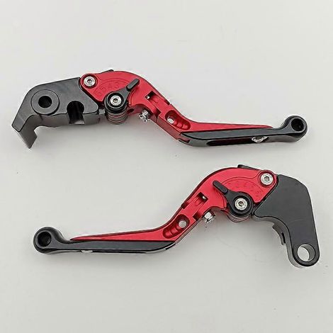 Convient pour la moto Aprilia RSV4 FACTORY, guidon télescopique repliable en alliage d'aluminium modifié avec klaxon de frein (rouge, 1 paire télescopique) (1/5)