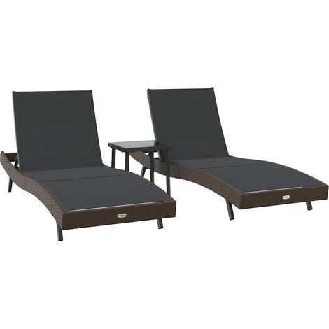 Tumbona 3 pcs Marrón 197 x 70 x 82 cm ratán sintético vidaXL