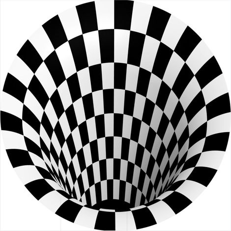 Tapis rond en maille noire et blanche, 3d Swirl Illusion Rug Chambre Salon Swirl Illusion Tapis, 1pc,