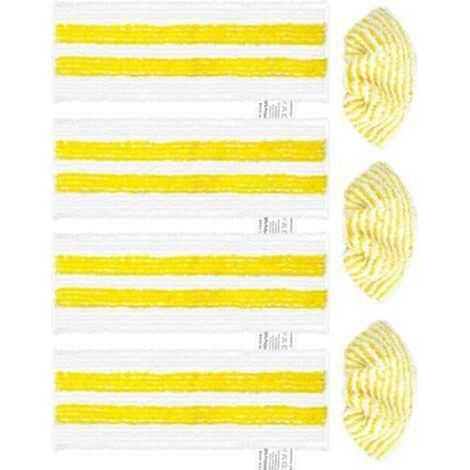 7 Accessoires Applicable à pour Kärcher SC2 SC3 SC4 SC5 Lavettes Lingettes Nettoyeur Vapeur EasyFix - 4 Pcs Serpillières pour Karcher et 2 Bonnettes pour Buse à Main
