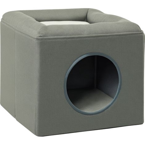 JSSEVN - Casa para gatos 2 en 1 con cojín extraíble, Dimensiones: 36,5 x 36,5 x 33 cm, Verde (1/5)