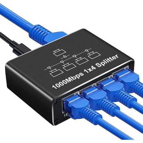 Multiprise RJ45,Switch Ethernet 1 à 4 1000Mbps,Répartiteur Ethernet Gigabit pour Les Ordinateurs, Les Concentrateurs, Les Routeurs (1/5)