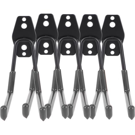 Lot de 5 crochets muraux de garage pour rangement et organisation d'outils électriques, cordes, pelles, vélos, tuyaux d'arrosage (noir) (1/5)