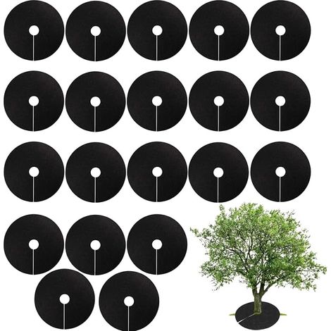 Anneaux De Paillage, Anneaux De Paillage en Non-Tissé, Tapis De Protection des Arbres, Réutilisable Biodégradable, pour La Protection des Racines Contre Les Mauvaises Herbes (1/5)