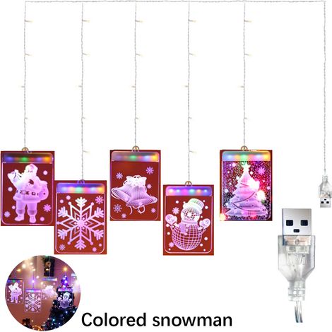 1 Guirlande lumineuse, LED blanc chaud, forme cloche, PVC, pour fenêtre, intérieur, extérieur, Noël (1/5)