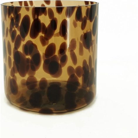 Vimin Box Vaso Dritto Maculato Vetro D 14 Cm H 14 Cm Marrone