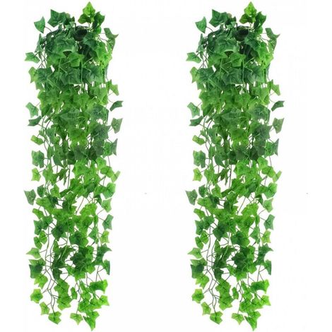 Lot de 2 vignes artificielles à suspendre de 99,1 cm - Lierre artificiel à suspendre - Feuilles de printemps tombantes - Vignes artificielles pour mur,chambre à coucher,intérieur,extérieur (1/5)