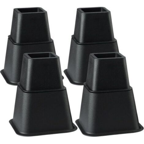 Bed Risers Furniture Risers, Add 3 Adjustable Heights of 7.5CM, 13CM, or 20.5CM (4 Pairs, Black) (1/4)