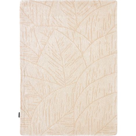 Tapis crème fait main en laine coton motif nature - 133 x 190 cm (1/5)