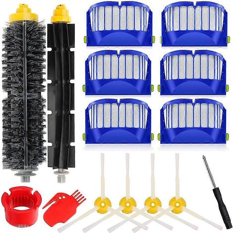Pour iRobot Roomba séries 600 (694, 692, 690, 680, 660, 650, 614) et 500 (595, 585, 564) : filtre, brosse latérale principale, paires de poils (1/5)