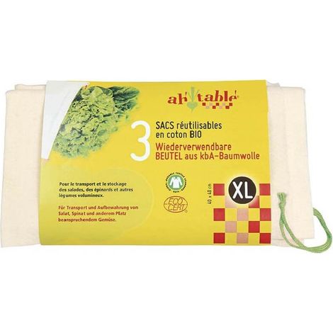 Sacs réutilisables en coton bio - XL 3 pièces (1/3)