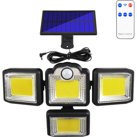 Lumière solaire de capteur de mouvement, lumière d'inondation solaire extérieure de 198 COB, lumière de sécurité actionnée solaire imperméable (1/5)