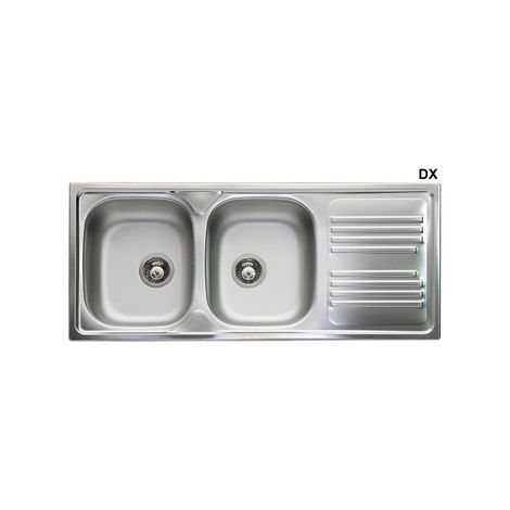 LAVELLO INCASSO IN ACCIAIO INOX CON 2 VASCHE cm 116 gocciolatoio dx APELL (1/2)