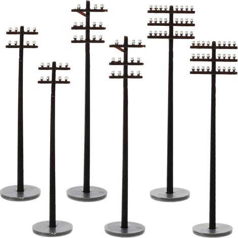 Lot de 6 mini poteaux téléphoniques pour maquettes de trains et décors de table à sable (1/5)