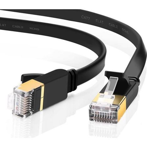 Juce® 5M CAT 7 Plat Câble Ethernet Réseau RJ45 Haut Débit 10Gbps 600MHz STP 8P8C pour Routeur Modem TV Box Consoles de Jeux - 5M (1/4)