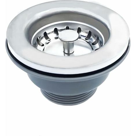 Spülbeckenstöpsel ohne Überlauf aus Edelstahl, ø 85 mm (1½"), Edelstahl + ABS, Stöpsel + Korb (1/5)