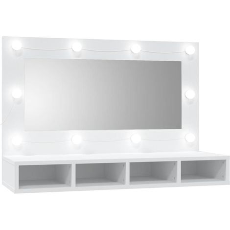 Mueble con espejo y luces LED blanco 90x31,5x62 cm vidaXL (1/5)