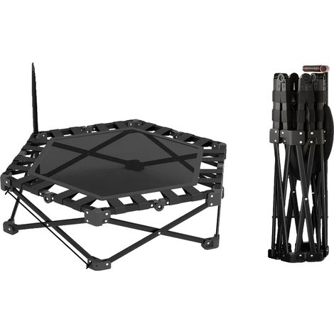 Mini Trampoline, Poignée Réglable, Design Pliable, noir (1/2)