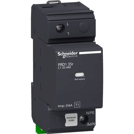Schneider 16649 Acti9 - Parafoudre PRD1 35r 1P - Débro type1 - 440V - report signalis - TT TN IT (1/2)