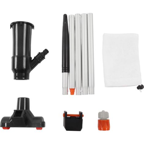 Ortviai Aspirateur Portable pour Piscine Hors-sol, Spa et Bassin – Tige en Alliage d’Aluminium 5 Sections + Sac en Nylon Noir