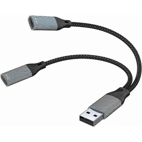 (2 ports USB-C femelles) Câble adaptateur secteur USB mâle vers 2/3 femelles type CY pour le chargement de téléphone, multicolore (1/5)