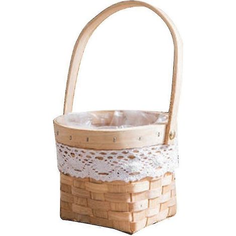 Handgefertigter Blumenkorb aus natürlichem Rattan, gewebt für Zuhause, Küche, Garten, Gemüseaufbewahrung, Pflanzgefäß, Halter, Hochzeitsfeier, Ta--12