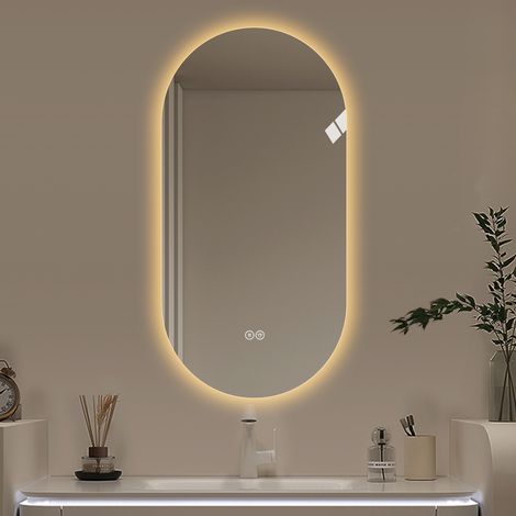 Miroir de salle de bain/de salon de coiffure intelligent mural avec écran tactile LED antibuée 60 x 120 cm