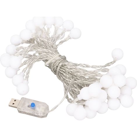 Guirlande lumineuse LED USB Plug and Play, 8 modes d'éclairage, étanche, blanc chaud, 6 m / 19,7 pi, 40 LED, pour intérieur et extérieur (1/4)