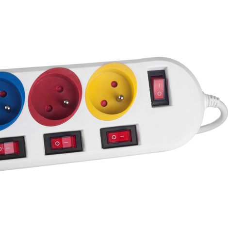 Maclean Steckdosenleiste, Kabel verlängerung of 5 Steckdosen, mit Schalter, 250vac/10a, 1,5m, mce204 m/w (1/5)