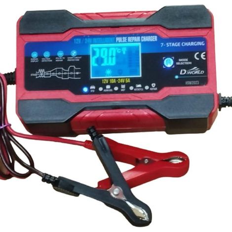 Avviatore Batteria Auto 12-24V 5-10A Caricatore Intelligente Portatile LCD (1/5)