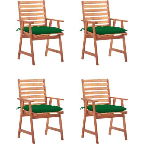 Lot de 4 Chaises à dîner d'extérieur,Fauteuils de Salle à Manger avec coussins Acacia massif -TF71578 (1/5)