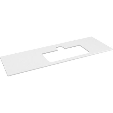 BRAHEA Plan de travail Rockstone, trou pour lavabo, 131,6x51,5cm, droite, blanc mat