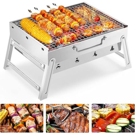 Barbecue Portable, Pliable Mini BBQ Grill Barbecue à Charbon en Acier Inoxydable pour Barbecue de Extérieur Jardin Terrasse Pique-Nique Camping pour 2-3 Personnes-Fei Yu (1/5)