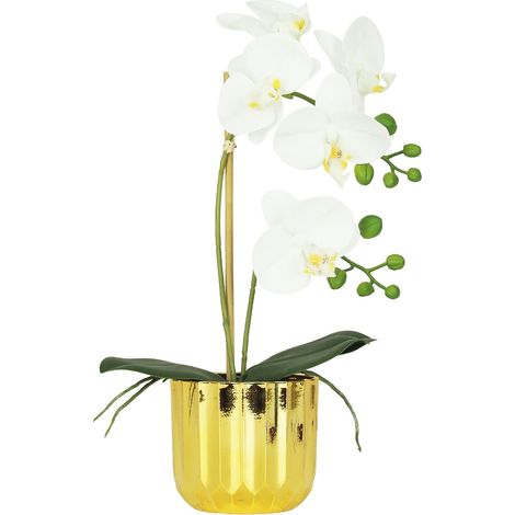 Orchidée artificielle toucher naturel pot or 40cm (1/4)