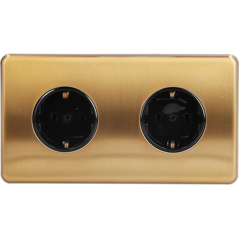 Prise à deux broches de style allemand avec panneau en acier inoxydable brossé, 250 V 16 A. (1/5)