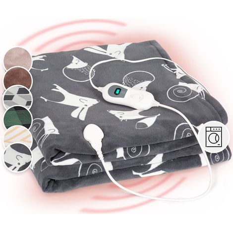 Couverture Chauffante 2 Places électrique XXL 200x180 cm, Plaid Chauffant, Couette Lavable Machine 120W, 3 Températures, Minuterie 3H, Surmatelas Chauffant Electrique sans Fil Canapé et Lit (1/5)