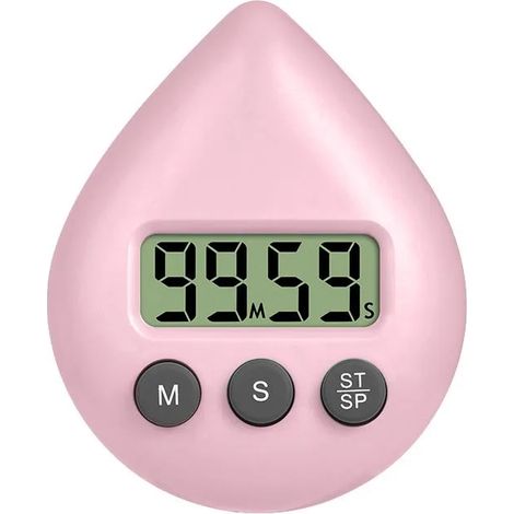 Minuteur de cuisine, minuteur de douche numérique étanche, 5 couleurs, en forme de goutte d'eau, à économie d'énergie, avec ventouse pour la cuisine, la douche, la salle de bain, la salle de sport ou (1/5)