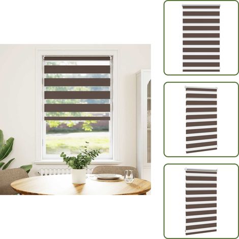 The Living Store Zebra-Rollo 50,9 x 100 cm, Stoffbreite 46,7 cm, Kaffeebraun - Fensterrollo (1/5)