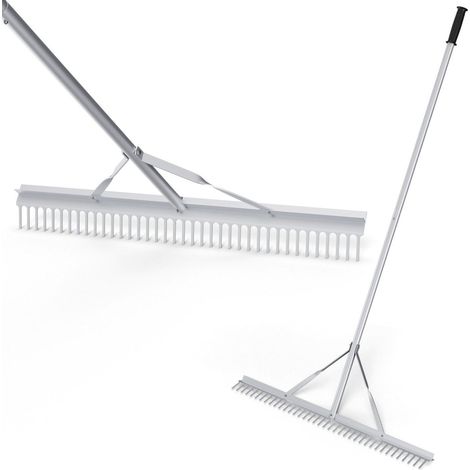 Rastrello da giardino in alluminio con testa larga 91 cm 91 x 10 x 174 cm argento (1/5)