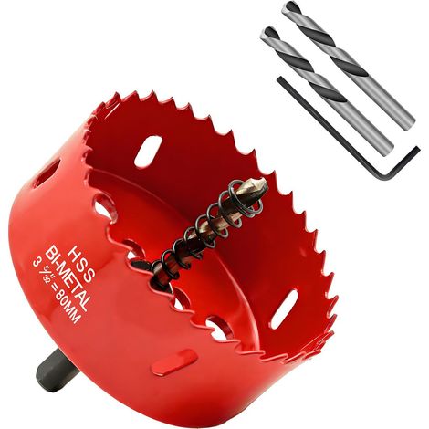 Scie Cloche Bimétal HSS M42 80 mm - Avec Adaptateur Triangulaire Et Foret Centrage - Pour Bois Plastique Cloison Sèche (1/5)